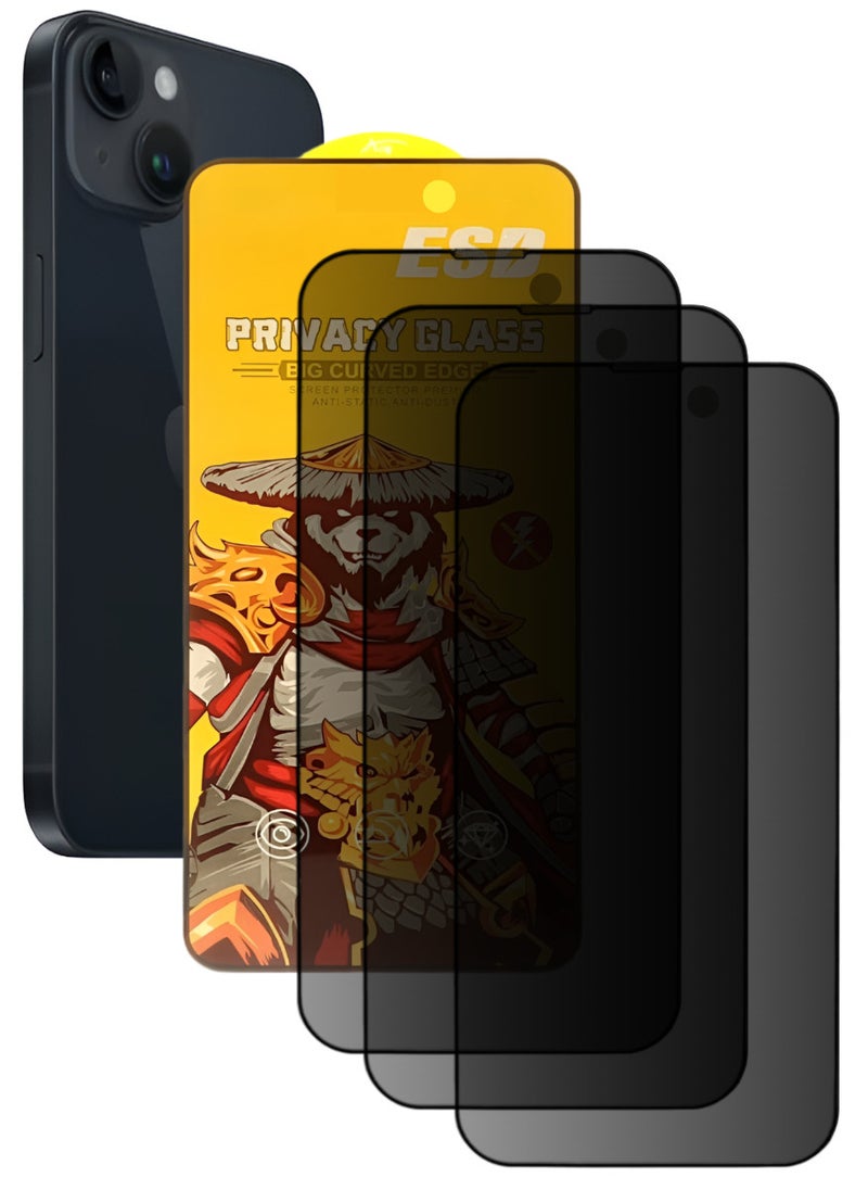 ESD 3 Pieces Tempered Dustproof Privacy Glass Screen Protector Compatible For iPhone 14 Plus - Image 1