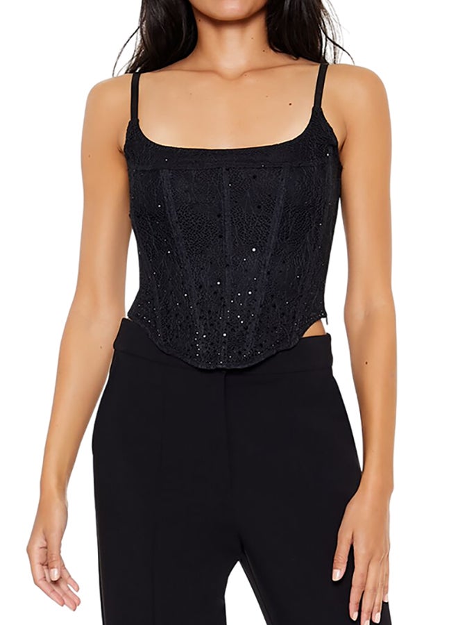 FOREVER 21 Lace Rhinestone Corset Cami  - Image 1