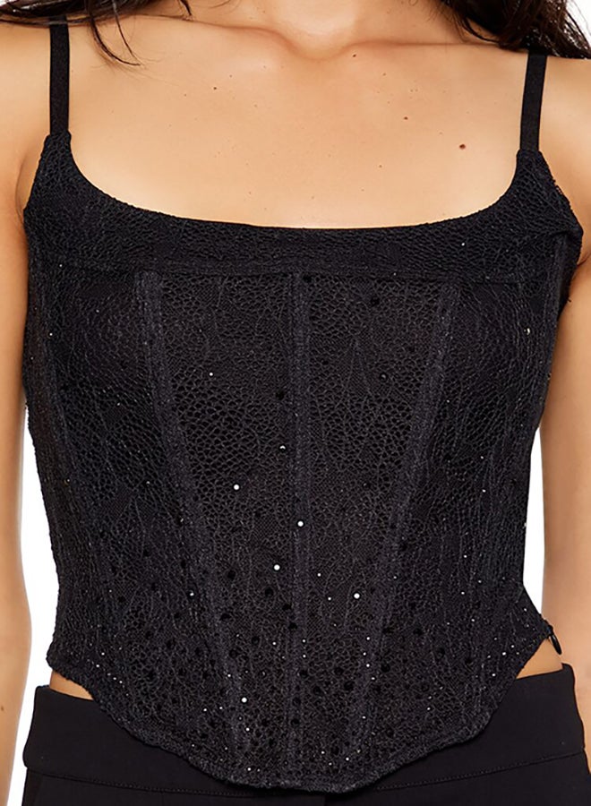 FOREVER 21 Lace Rhinestone Corset Cami  - Image 5