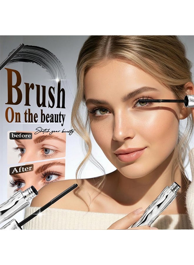 ibcccndc Ultra-Fine Lengthening Waterproof Quick-Dry Mascara, Tubular Eyelash Primer, Waterproof Quick Drying Curling Mascara, Wand Mascara 3D Curling Eyelash Long Lasting Smudge Proof No Flaking - Image 2