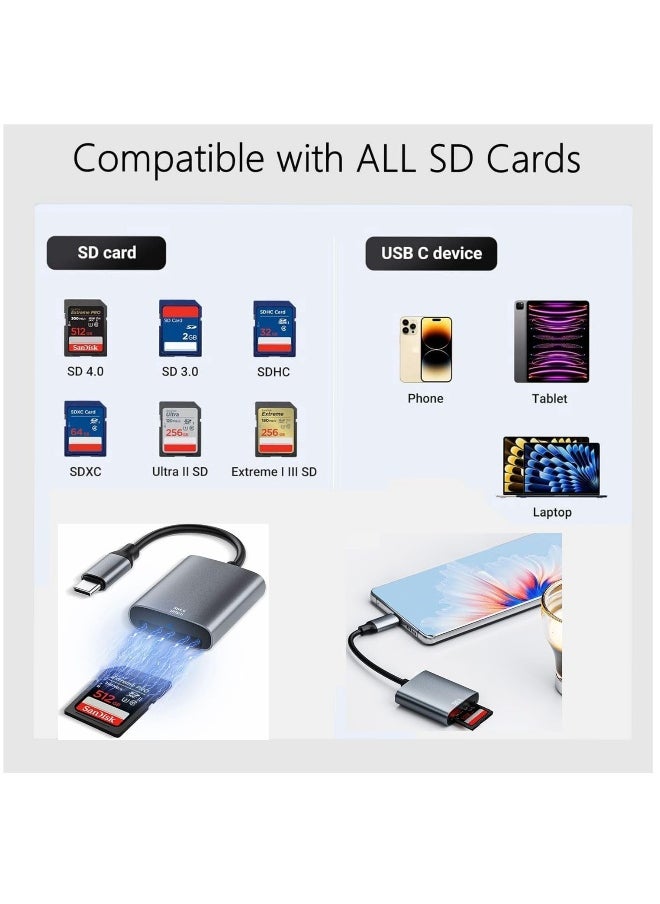 Generic - UHS-II USB C SD Card Reader - High-Speed USB C SD 4.0 Memory Card Reader for SDXC, SDHC UHS-II & UHS-I Cards, Compatible with Cameras, Laptops, Tablets, and Smartphones. - Image 1