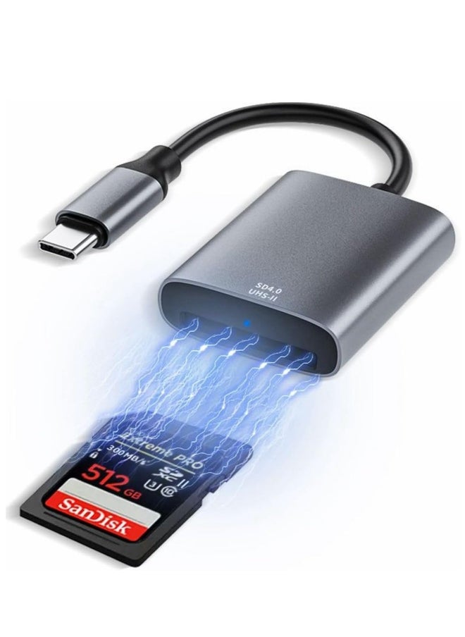 Generic - UHS-II USB C SD Card Reader - High-Speed USB C SD 4.0 Memory Card Reader for SDXC, SDHC UHS-II & UHS-I Cards, Compatible with Cameras, Laptops, Tablets, and Smartphones. - Image 1