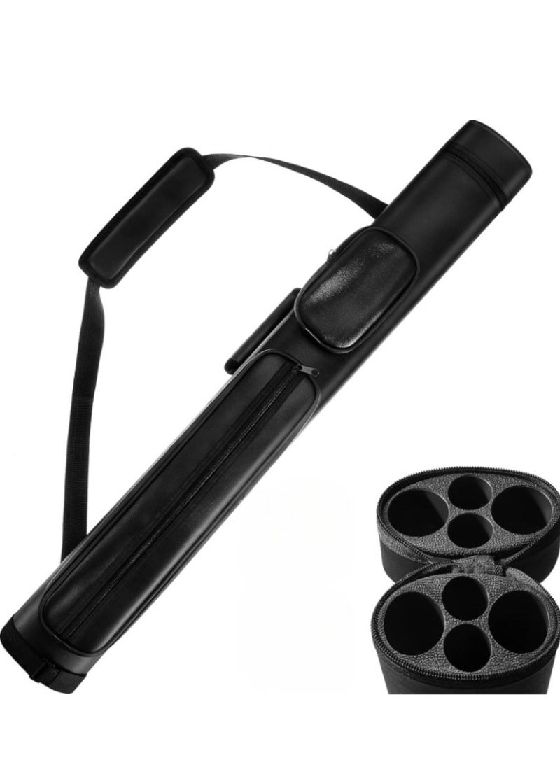Spall 2 x 2 Hard Oval Pool Cue Billiard Stick Carrying Case Pool Table Accessories Pool Cue Case Pool Stick Case Billiard Cue Cases 4 Holes Pu Pool Cue Bags with 2 Pieces Pool Chalk Cubes  - Image 1