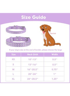 BINGPET Leather Dog Collar,Adjustable Dog Real Split PU Leather Studded Pet Dog Collar,Studded Dog Collar Leather Pet Collars for Small Medium Large Pet - Purple M  - Image 4