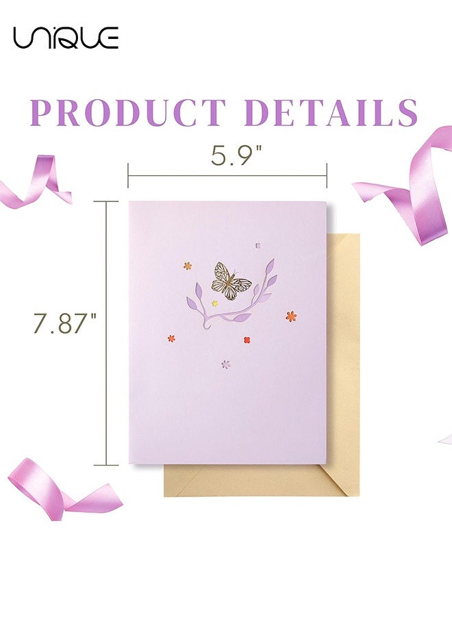 Greeting Card,3D Card, Pop Up Card, Romantic Theme Cards, Anniversary Cards for Wife Girlfriend Mother, Birthday Cards, Happy Holidays, Spring Card, Season's Greetings (Flying Butterfly)