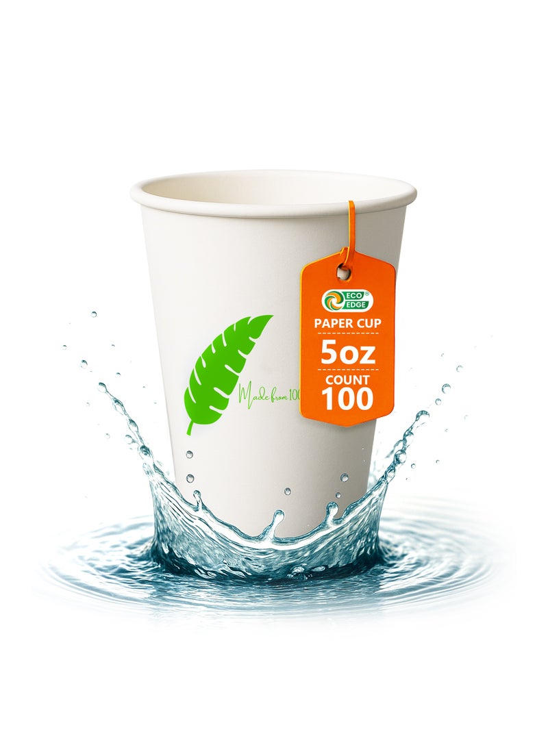 EcoEdge EcoEdge 5 Oz Disposable Heavy-Duty Party Paper Cups (Pack of 100) | For Coffee-Latte, Tea, Water | Insulated, Compostable, Biodegradable | For Parties, Events, Offices, Daily Use | 100% Sustainable  - Image 1