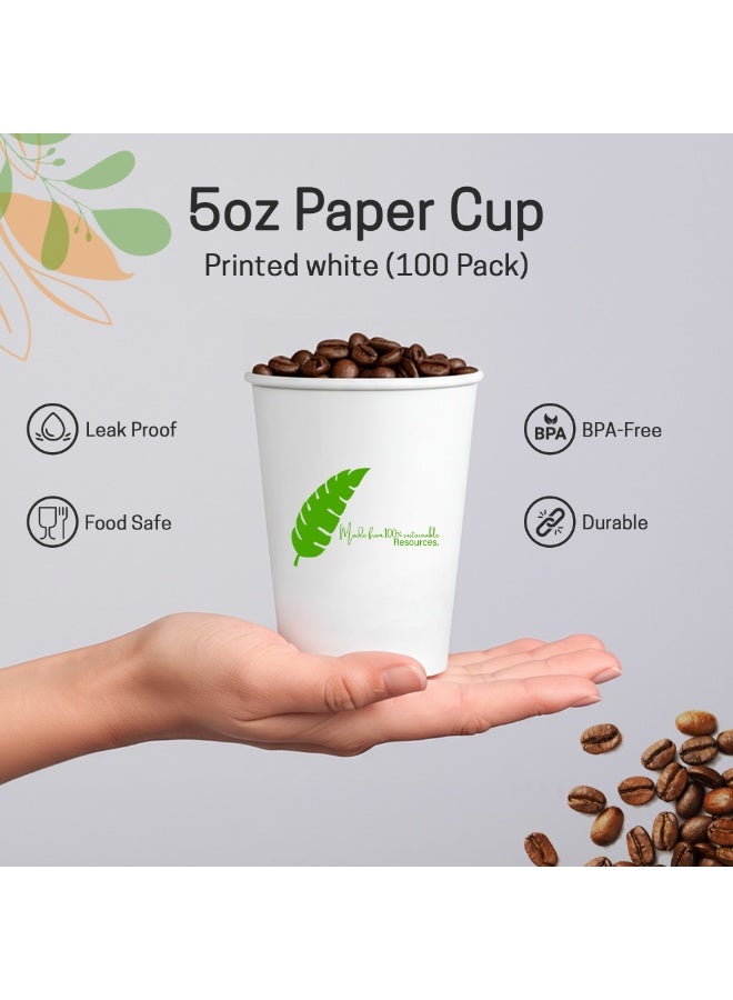 EcoEdge 5 Oz Disposable Heavy-Duty Party Paper Cups (Pack of 100) | For Coffee-Latte, Tea, Water | Insulated, Compostable, Biodegradable | For Parties, Events, Offices, Daily Use | 100% Sustainable - Image 4