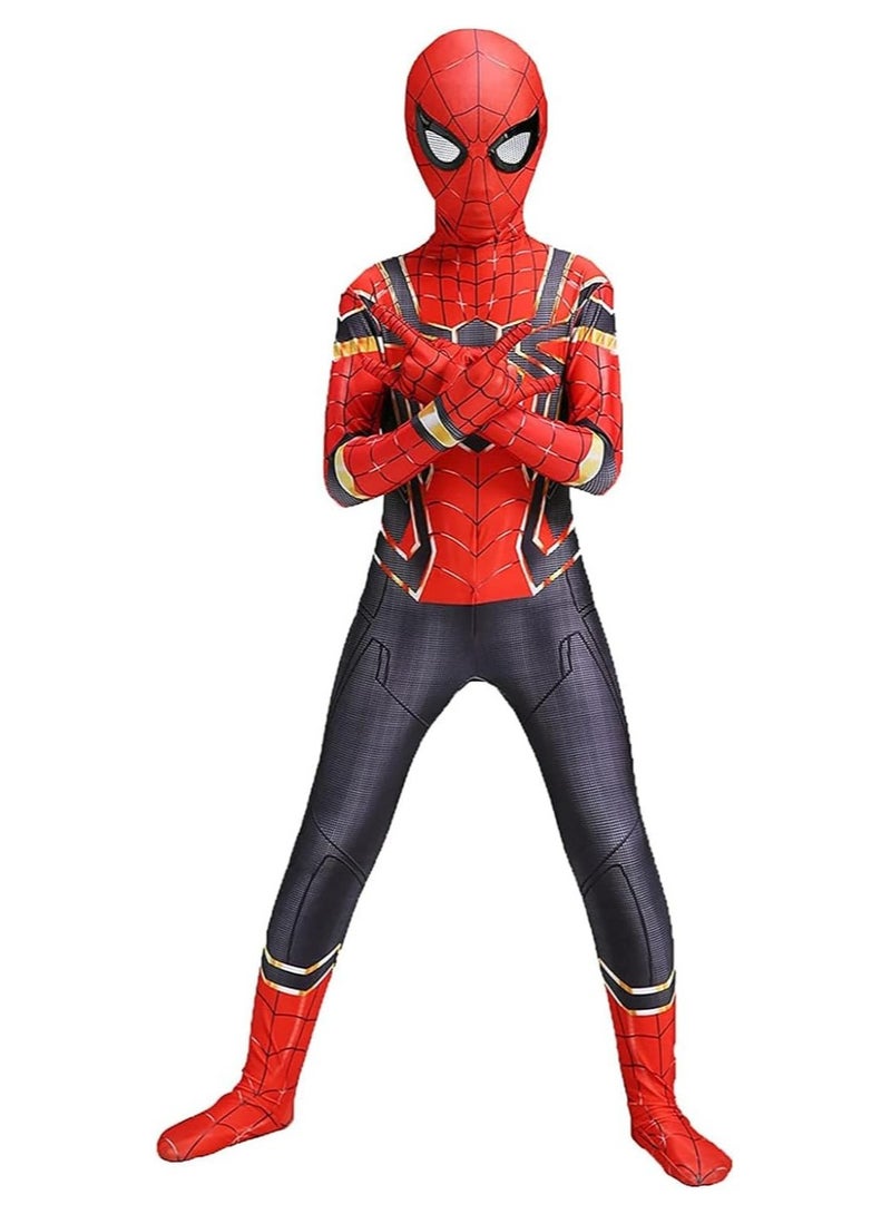 Jorunb Spider Man Costume Cosplay Set 3D Style Superhero Cosplay Full Body Bodysuit Spandex Jumpsuit for Kids Spider Man Dress Up - Image 4