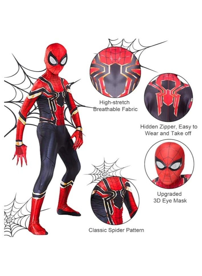 Jorunb Spider Man Costume Cosplay Set 3D Style Superhero Cosplay Full Body Bodysuit Spandex Jumpsuit for Kids Spider Man Dress Up - Image 5