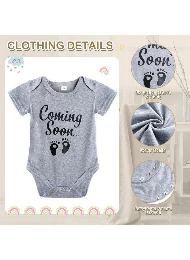 كانلير مجموعة إعلان الحمل من Canlierr، 9 قطع، أفكار إعلان الحمل، لوحة حروف من اللباد، بدلة أطفال، أحذية أطفال، إطار صور، مكعبات خشبية على شكل دب، لإعلان الطفل القادم قريبًا (رمادي، كلاسيكي) - Image 4