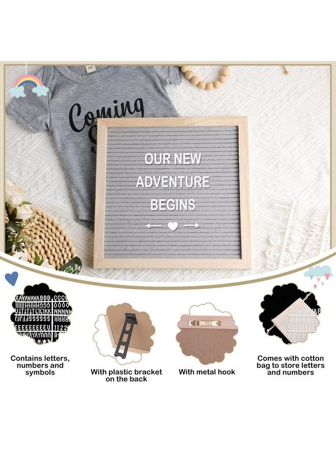 كانلير مجموعة إعلان الحمل من Canlierr، 9 قطع، أفكار إعلان الحمل، لوحة حروف من اللباد، بدلة أطفال، أحذية أطفال، إطار صور، مكعبات خشبية على شكل دب، لإعلان الطفل القادم قريبًا (رمادي، كلاسيكي) - Image 3