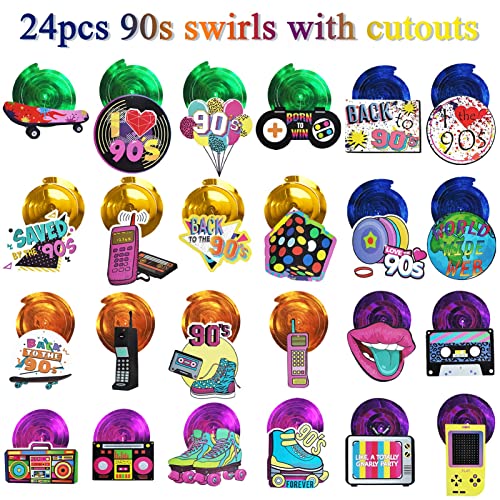 OuMuaMua 30 pcs 90s Party Decorations Hanging Swirls for Adults Back to 1990's Party Decor Favors for 90s Theme Birthday Party Decorations Supplies - Image 3