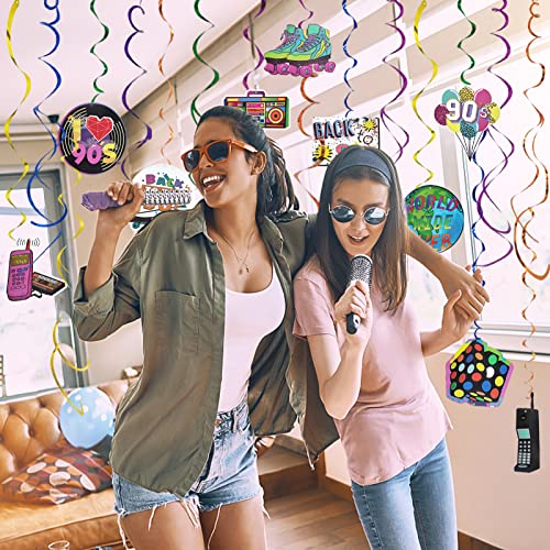 OuMuaMua 30 pcs 90s Party Decorations Hanging Swirls for Adults Back to 1990's Party Decor Favors for 90s Theme Birthday Party Decorations Supplies - Image 2