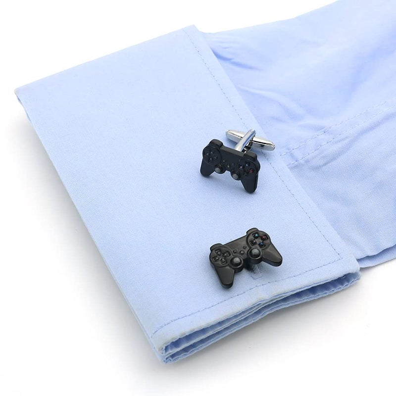 iGame Funny GamePad Cuff Links Black Color Painting Brass Material Joystick Design Cufflinks with Gift Box - Image 4