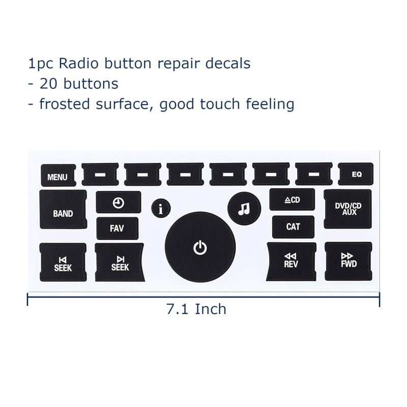 Ombialo Radio Dash Button Repair Kit Stickers Decals Compatible with GM Vehicles GMC Chevrolet Tahoe Yukon Acadia Sierra 20062014 1Pc Black decalgm192031 - Image 4