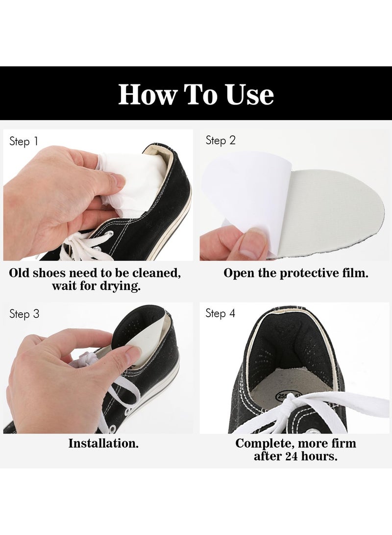 4 Pairs Foamed Cotton Heel Cushions, Adhesive Heel Cushion Inserts, Reusable Back of Heel Grips Pads for Too Big Loose Shoes, for Pain Relief u0026 Tighter Fit Heel Grips for Men Women's Shoes - Image 4