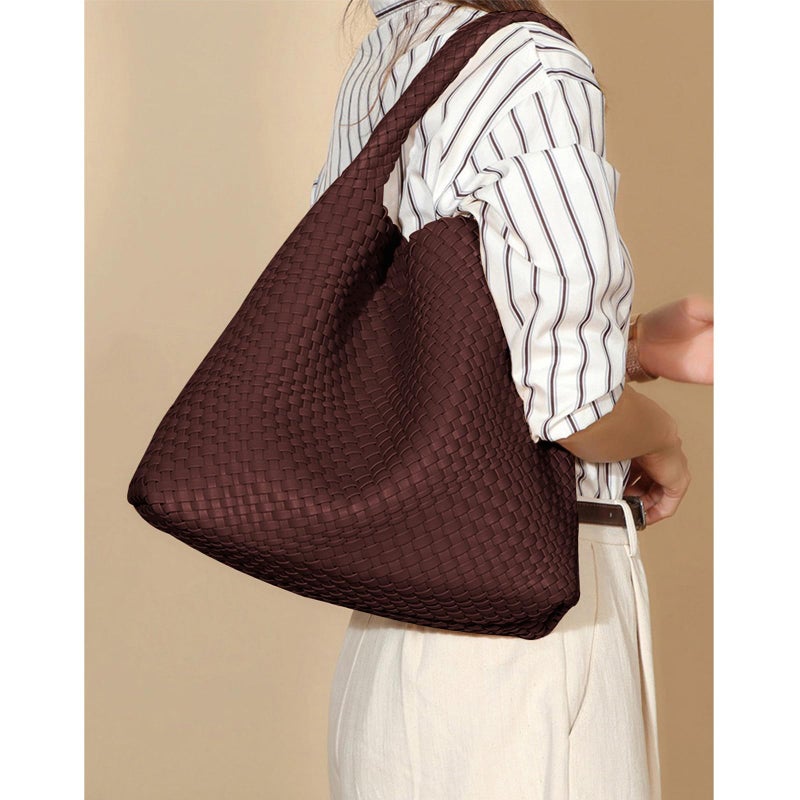 YONGLEE ARTEE Vegan Leather Totes Women Shoulder Hang bag with Purse Large Capacity Travel Hobo Clouchy Bags Lightweight Slouchy Bags Coffee - Image 2