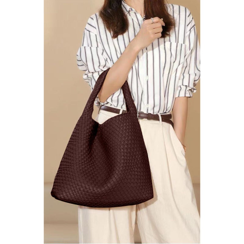 YONGLEE ARTEE Vegan Leather Totes Women Shoulder Hang bag with Purse Large Capacity Travel Hobo Clouchy Bags Lightweight Slouchy Bags Coffee - Image 3
