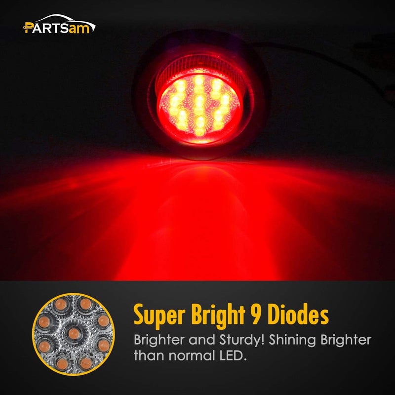 Partsam 12Pcs 2" Round LED Trailer Marker Lights - Image 4