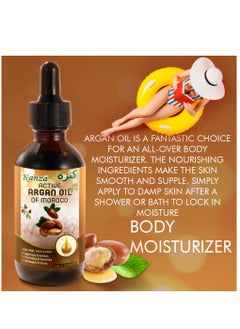 Kanza 60ml Multipurpose Argan Oil for Hair Body Skin Hydrates Softens Smooth and Glows Nourish the Scalp Promote Hair Growth Anti Breakage Loss 100% Pure and Organic Moroccan Argan Oil for Multipurpose Use  - Image 5