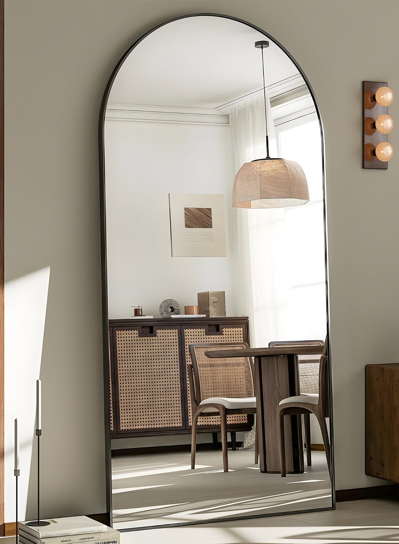 Taimi Extra large mirror with elegant design 180x80cm - full length mirror with black metal frame and back stand - its wonderful design is suitable for living rooms, dressing rooms and bedrooms  - Image 1