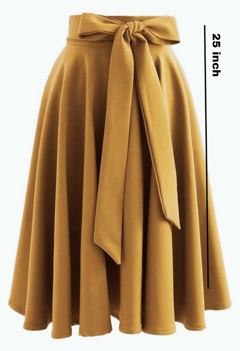 JANAK Creation Women's Poly Crepe Skirt (Mustard) - Image 2