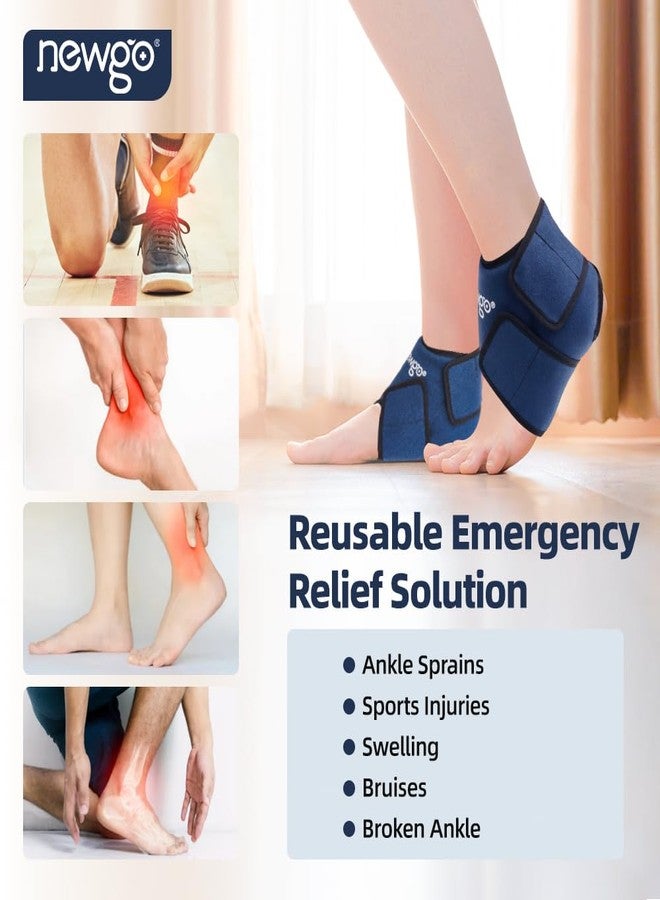 NEWGO Ankle Ice Pack Wrap for Injuries Reusable, 2 Pack Gel Ice Wraps for Sprained Ankle, Sports Injuries, Swelling, Post-surgery Recovery - Image 2
