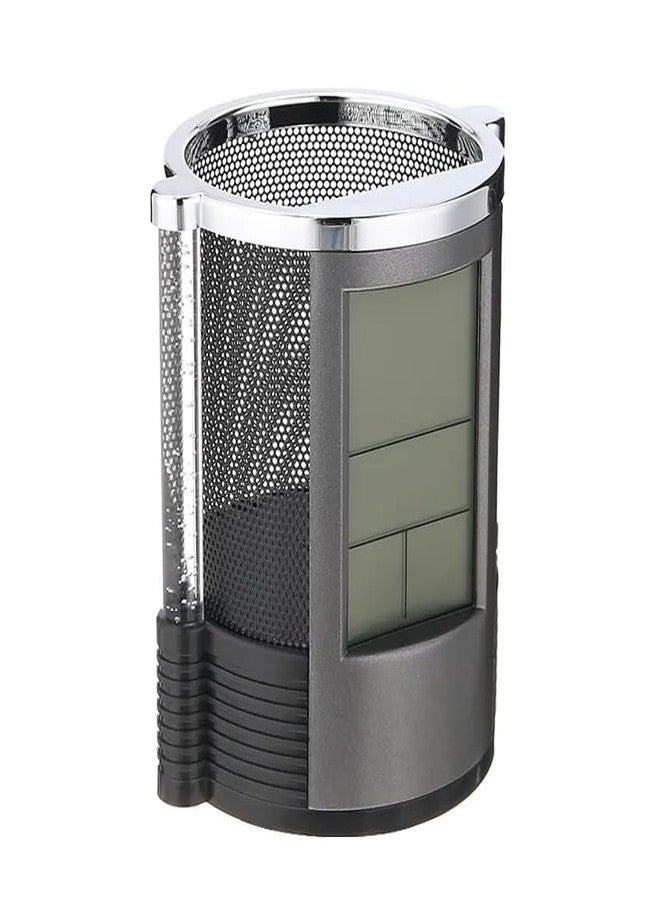 TEMIX Digital Desk Clock, Alarm Clock for Office Home, Calendar and Temperature Function Clock, Mesh Desk Organizer, Pen Holder - Image 4