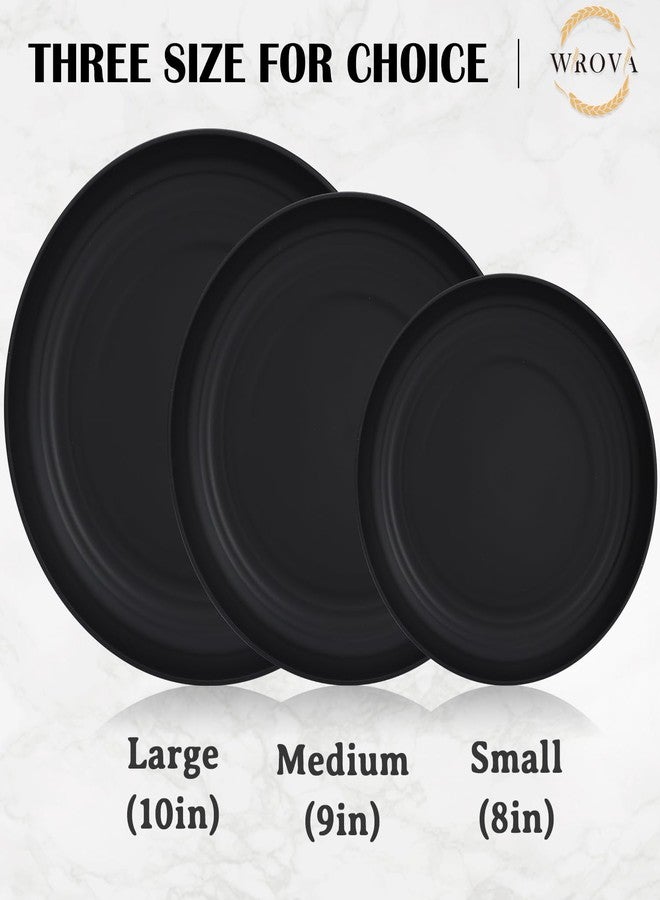 Wrova Wheat Straw Plates - 8 Inch Unbreakable Dinner Plates Set of 8 - Dishwasher & Microwave Safe Plastic Plates Reusable - Lightweight Plates for kitchen,R.V (pure black) - Image 3
