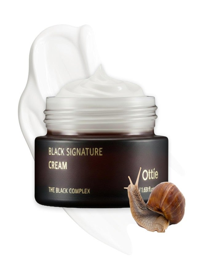 Ottie Black Signature Cream with 60% Snail Secretion Filtrate, Hydrating Korean Face Cream, Rich Moisturizer for Smooth, Supple-Looking Skin 50ml / 1.69 fl.oz - Image 1