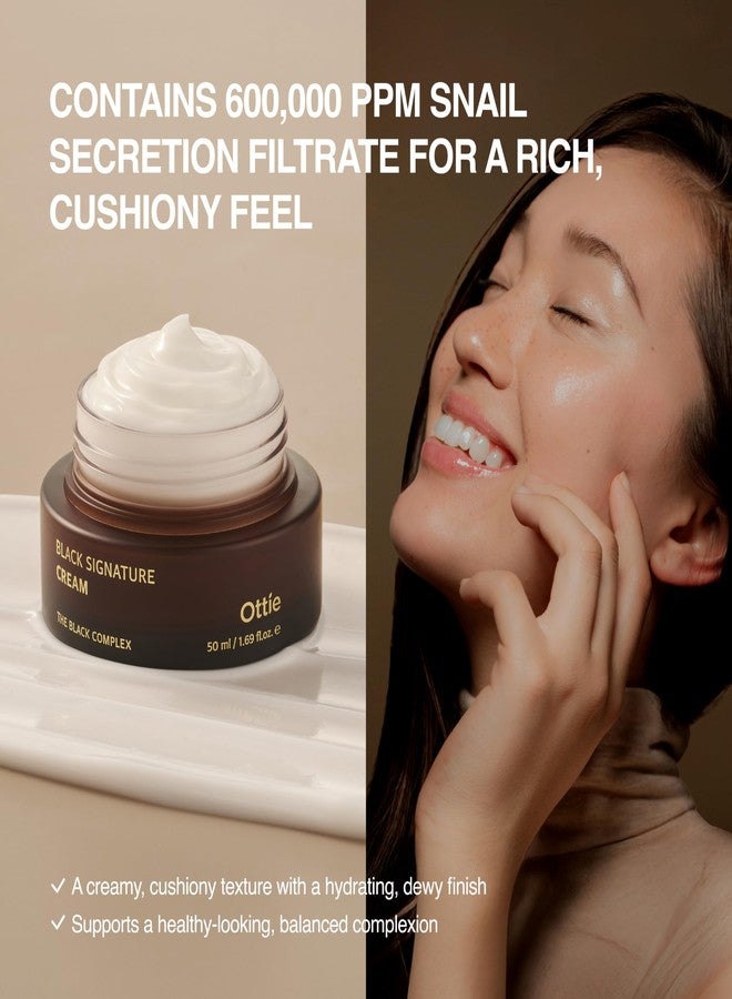 Ottie Black Signature Cream with 60% Snail Secretion Filtrate, Hydrating Korean Face Cream, Rich Moisturizer for Smooth, Supple-Looking Skin 50ml / 1.69 fl.oz - Image 4