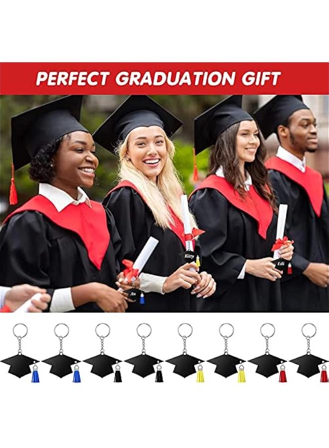 Generic 24pcs Graduation Cap Charm Keychain Acrylic Tassels Keychain Party Favor Class of 2023 Graduation Gifts for Him Her - Image 2
