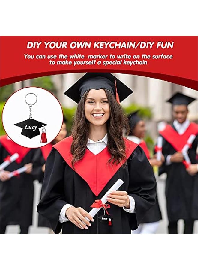Generic 24pcs Graduation Cap Charm Keychain Acrylic Tassels Keychain Party Favor Class of 2023 Graduation Gifts for Him Her - Image 4