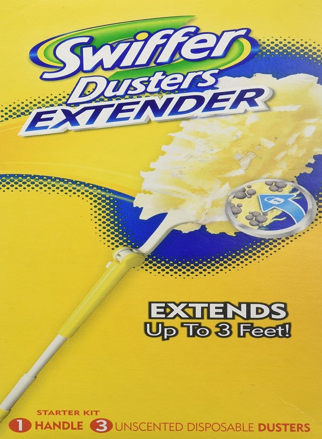 Swiffer 360 Dusters Extender Kit, 3 Unscented Dusters With Extendable handle (Packaging May Vary) 4 Piece Set - Image 1