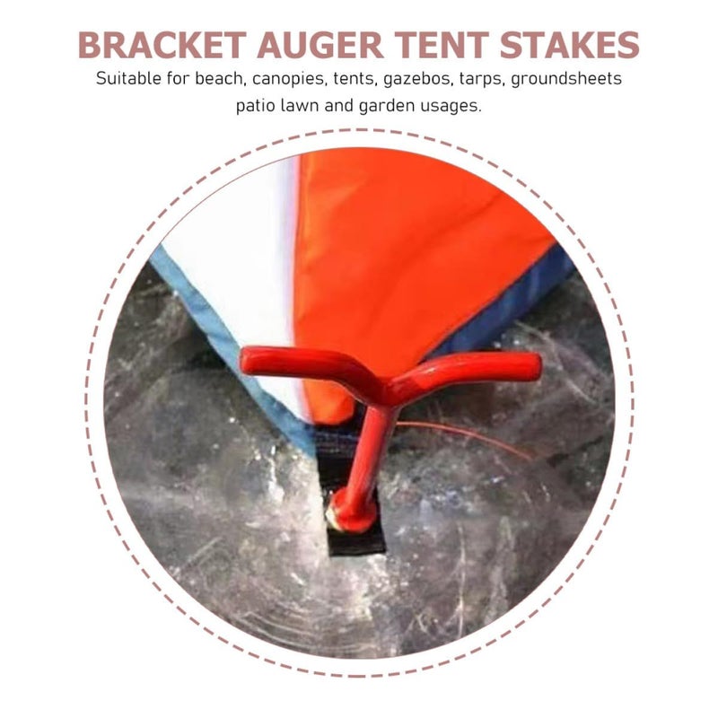 2 Pcs Spiral Ice Fishing Tent Stakes Metal Screw Camping Tent Pegs For Winter Shelter Anchoring Outdoor Gear - Image 4