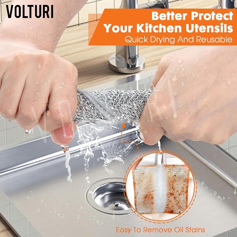 VOLTURI Non Scratch Wire Dish Cloth (Pack of 6), Steel Scrubber for Utensils Cleaning, Multipurpose Wet and Dry Cleaning, Stainless-Steel Dish Wash Scrubber for Washing Dishes, Sinks, Counters - Image 4