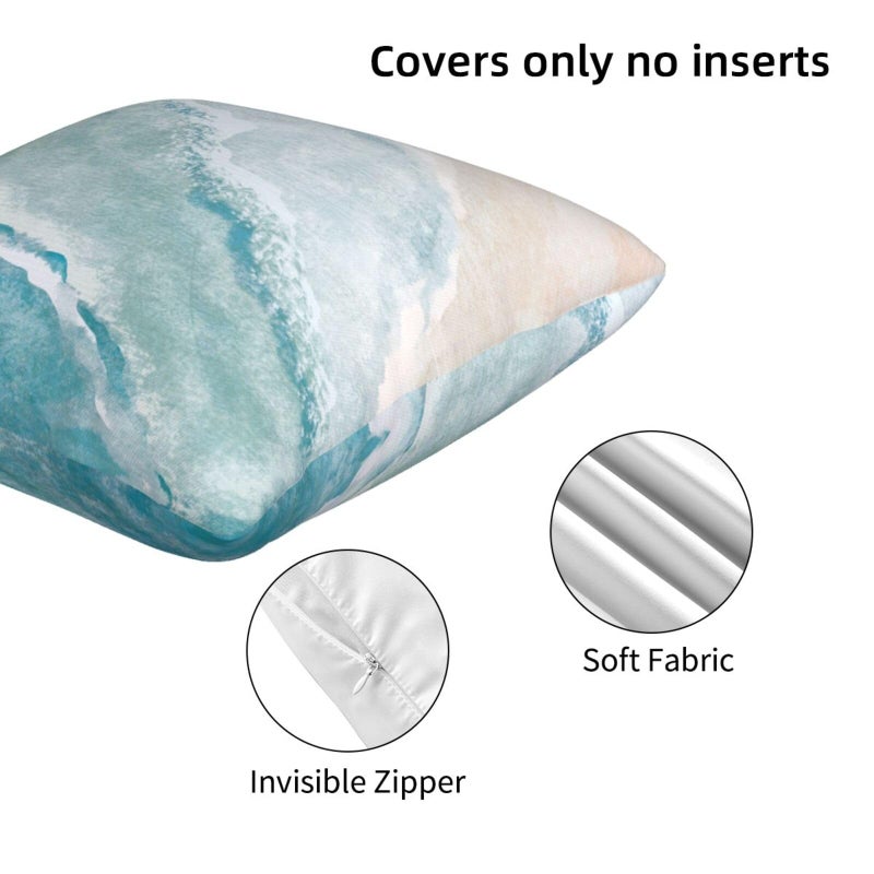 Lcokin Beach Watercolor Blue Sea Ocean Throw Pillow Cover 18x18 in Set of 2 Cushion Modern Farmhouse Pillow Covers Soft Pillow Cases for Couch Sofa Living Room Outdoor Home Decor - Image 5