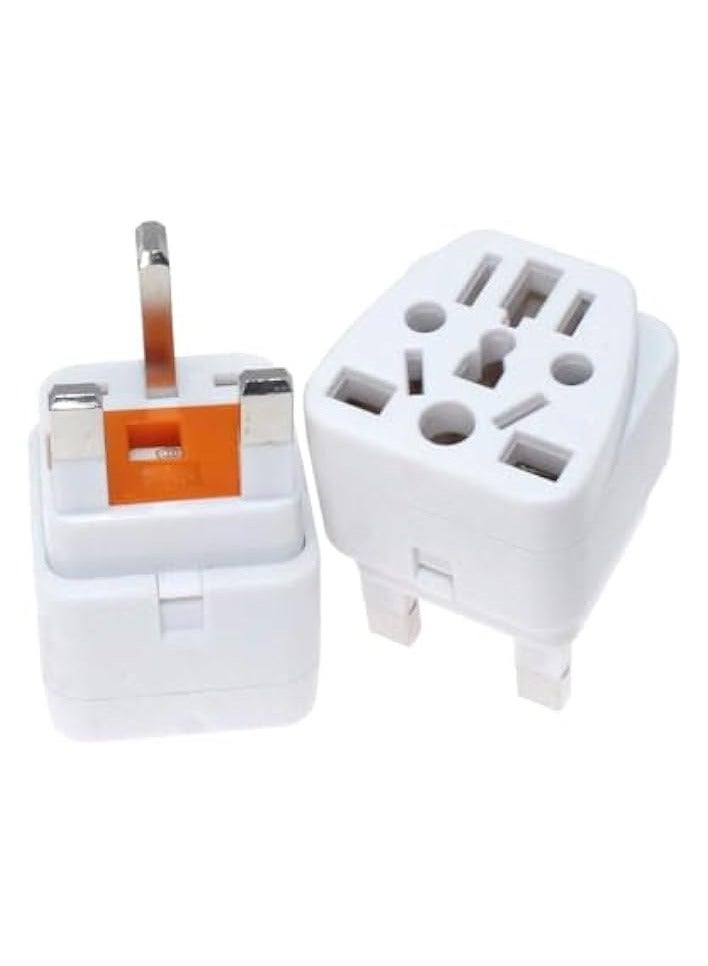 erorex Universal plug adapter travel plug with built in 13A fuse Singapore, England, Malaysia conversion plug, Grounded, Safe & Compact for All Devices (White) - Image 1