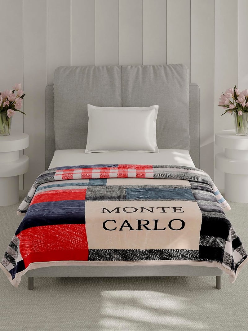 Monte Carlo Single Bed Heavy Winter Blanket Everest Plus 2 Ply 600 GSM | 2.1 KG (220x160 CM), Multi - Image 2
