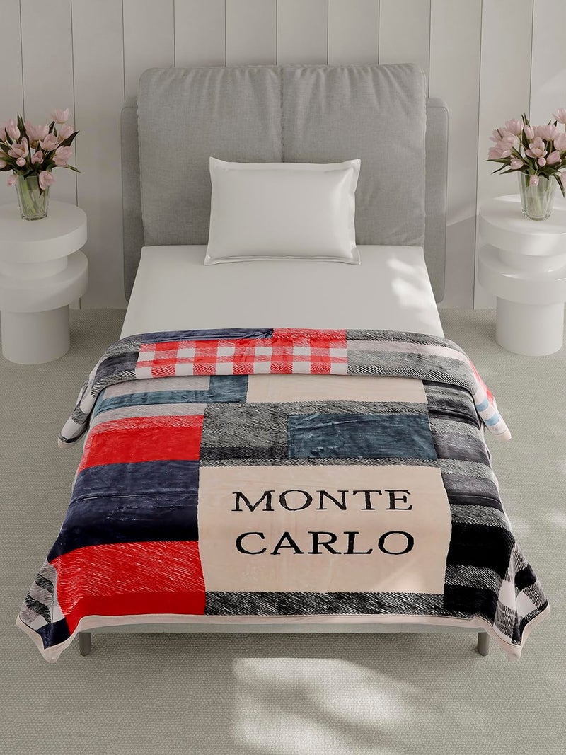 Monte Carlo Single Bed Heavy Winter Blanket Everest Plus 2 Ply 600 GSM | 2.1 KG (220x160 CM), Multi - Image 3