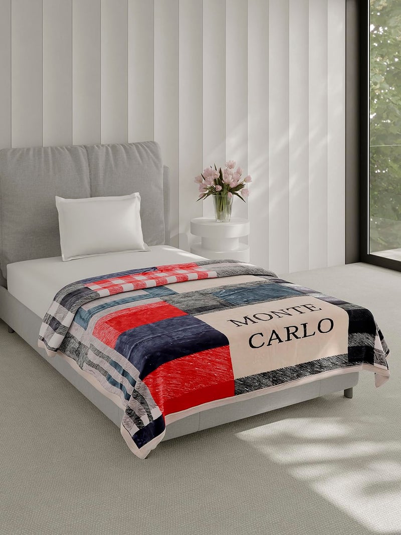 Monte Carlo Single Bed Heavy Winter Blanket Everest Plus 2 Ply 600 GSM | 2.1 KG (220x160 CM), Multi - Image 4