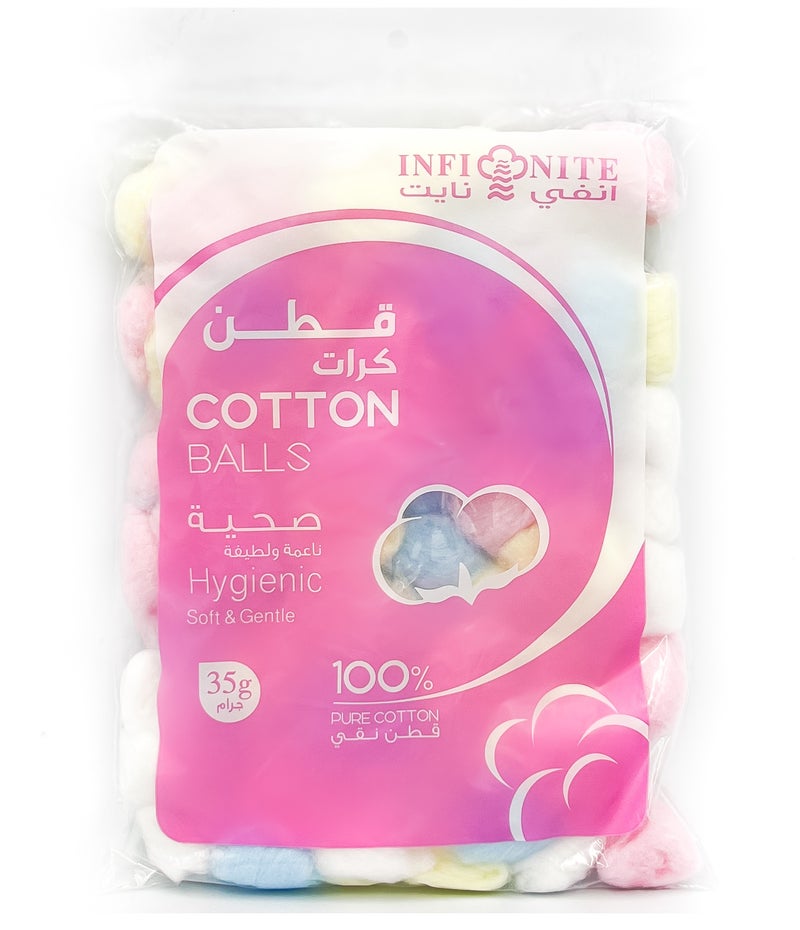Infinite Multicolor Cotton Balls - 35g Pack, Soft & Pure Cotton - Image 1