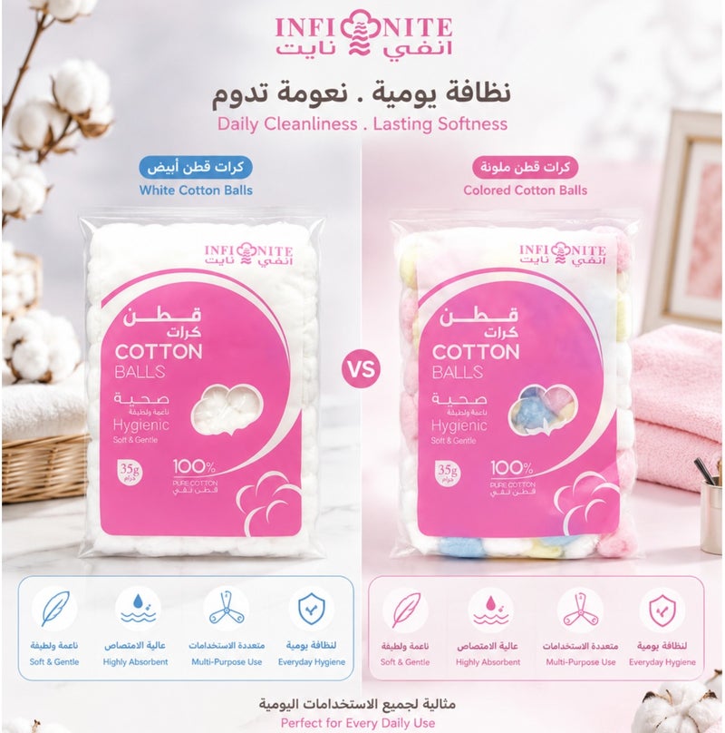 Infinite Multicolor Cotton Balls - 35g Pack, Soft & Pure Cotton - Image 3