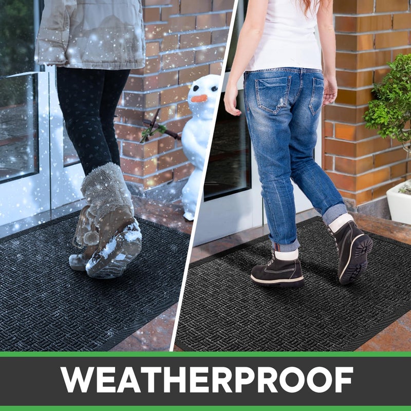 Mibao Front Door Mat, Heavy Duty Durable Welcome Mat for Outdoor Indoor, Dirt Trapper Waterproof Super Absorbent Door Mat for Entryway Outside Patio Porch, 29.5" x 17", Grey - Image 4