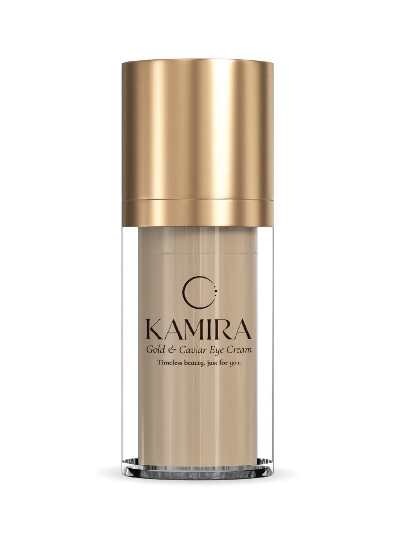Kamira Gold and Caviar Eye Cream - Anti Aging, Hydrating and Brightening Eye Cream - Reduce Fine Lines, Wrinkles, Puffiness and Dark Circles for Radiant Youth Eyes, 15ml - Image 1