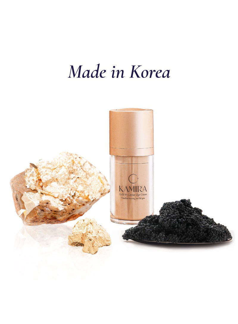 Kamira Gold and Caviar Eye Cream - Anti Aging, Hydrating and Brightening Eye Cream - Reduce Fine Lines, Wrinkles, Puffiness and Dark Circles for Radiant Youth Eyes, 15ml - Image 2