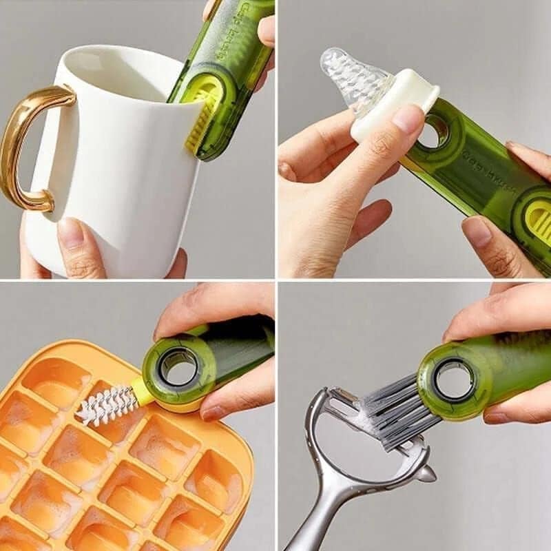 SEVIA Sevia Multipurpose Bottle Gap Cleaner Brush 3 in 1 Multifunctional Cleaning Brush Cup Lid Set Baby Bottle Cleaning Gadget for Every Home (1pcs)  - Image 5