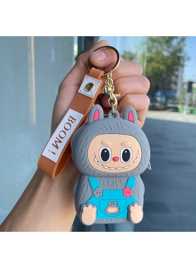 NIBEMINENT LABUBU Silicone Coin Purse Keychain, Cute Mini Wallet, Cartoon Coin Purse Headphone Bag Gift 