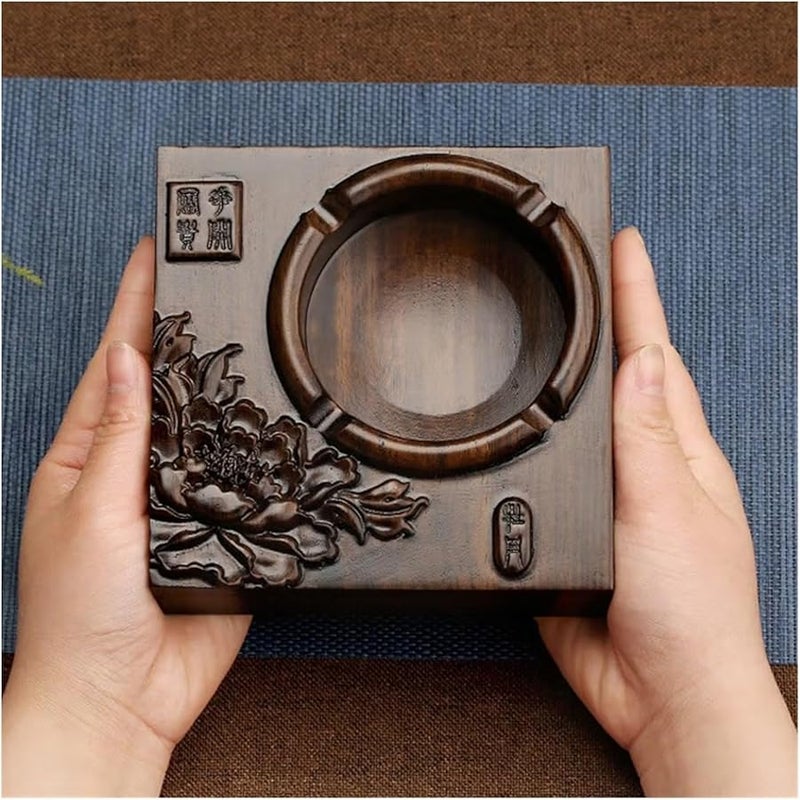 Vintage Wood Ashtray 4 Slot Holder Durable Outdoor Patio Home Office Decoration Color A - Image 5