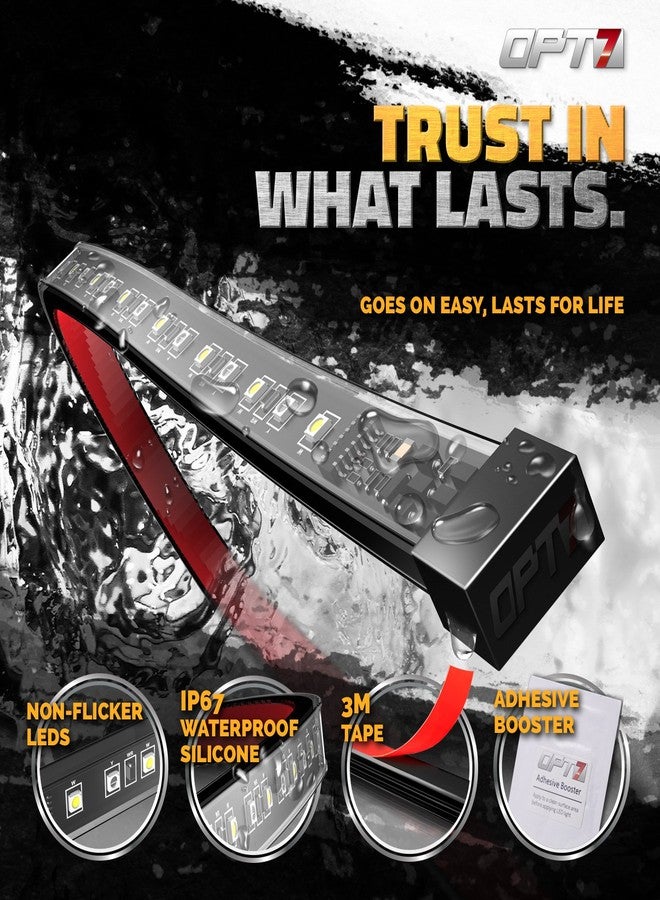 OPT7 مصابيح جانبية OPT7 Sidekick مقاس 86 بوصة، شريطان من مصابيح LED مع إشارة انعطاف متتابعة باللون الكهرماني، ومصابيح نهارية، ومصابيح إضاءة داخلية بيضاء، مناسبة لشاحنات البيك أب ذات الكابينة الممتدة والمقطورات. - Image 4